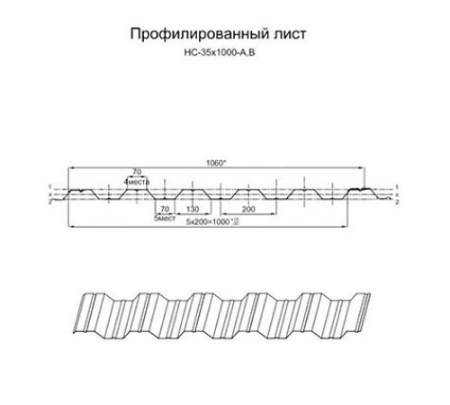 Профнастил нержавеющий НС35 0.65 AISI 321