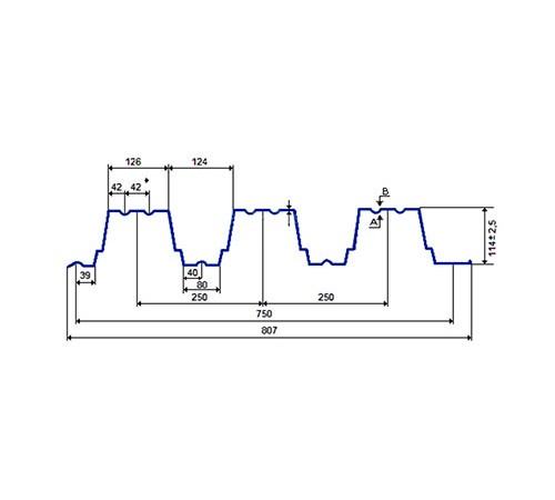 Профнастил H114ПГ-0.7, для бескаркасных ангаров, Полиэстер RAL 2004.
