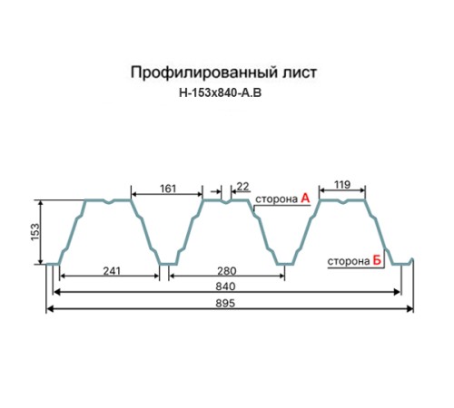 Профнастил Н153-840 RAL9003 Полиэстер-1.0